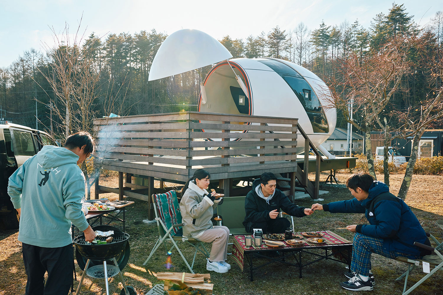 富士山の麓でBBQや温泉を満喫！ 富士河口湖で日帰りグランピング