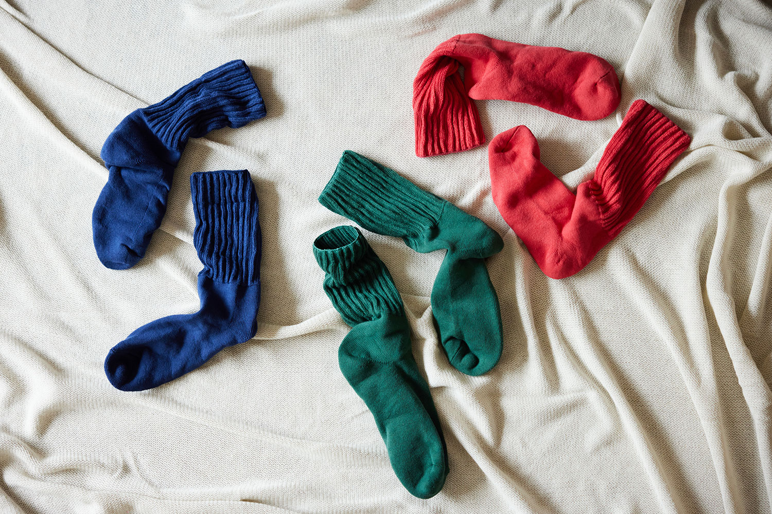 Kontex MOKU 履くタオル 靴下 3足セットB (ネイビー/グリーン/レッド)