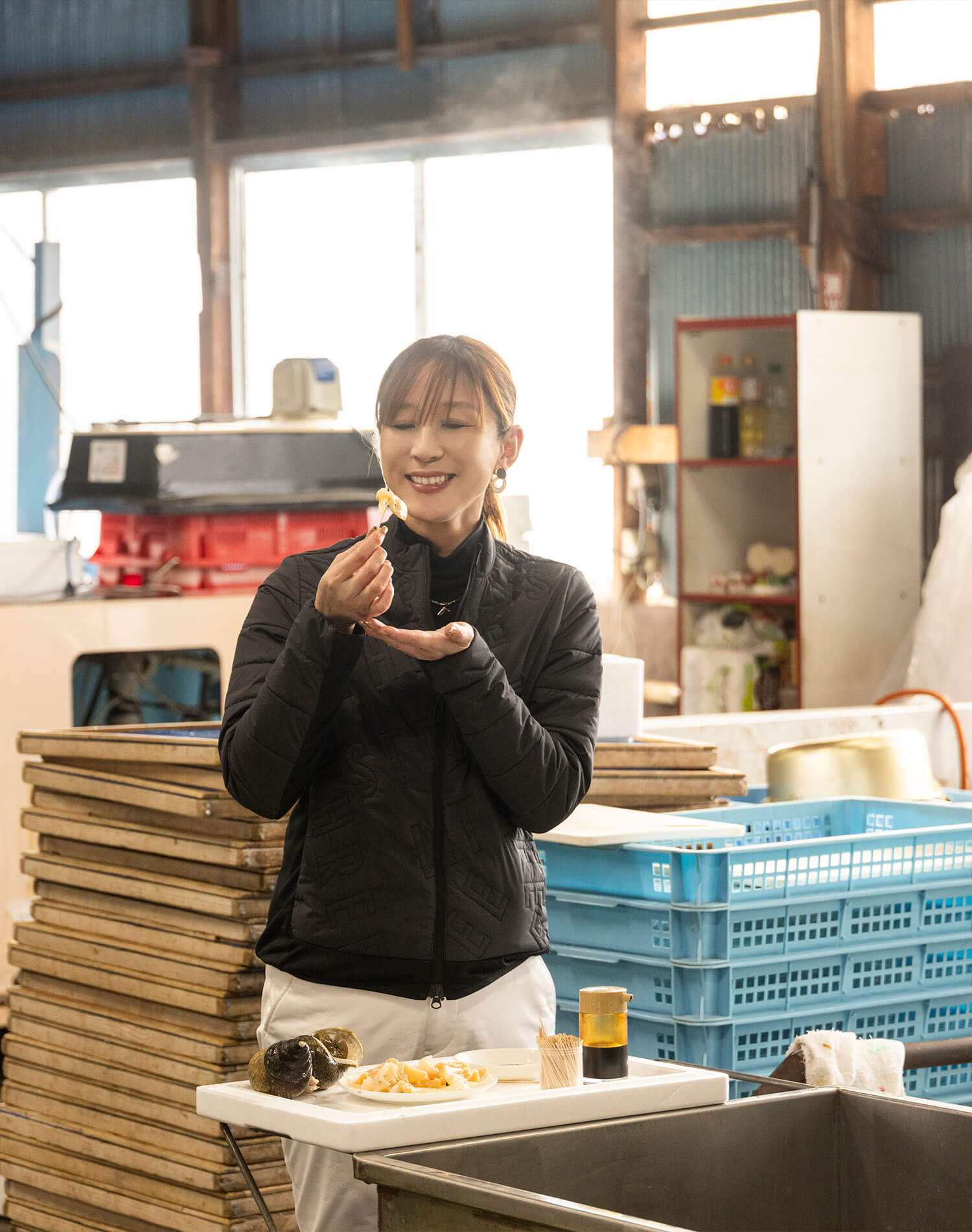 バイ貝を食すイワイダ