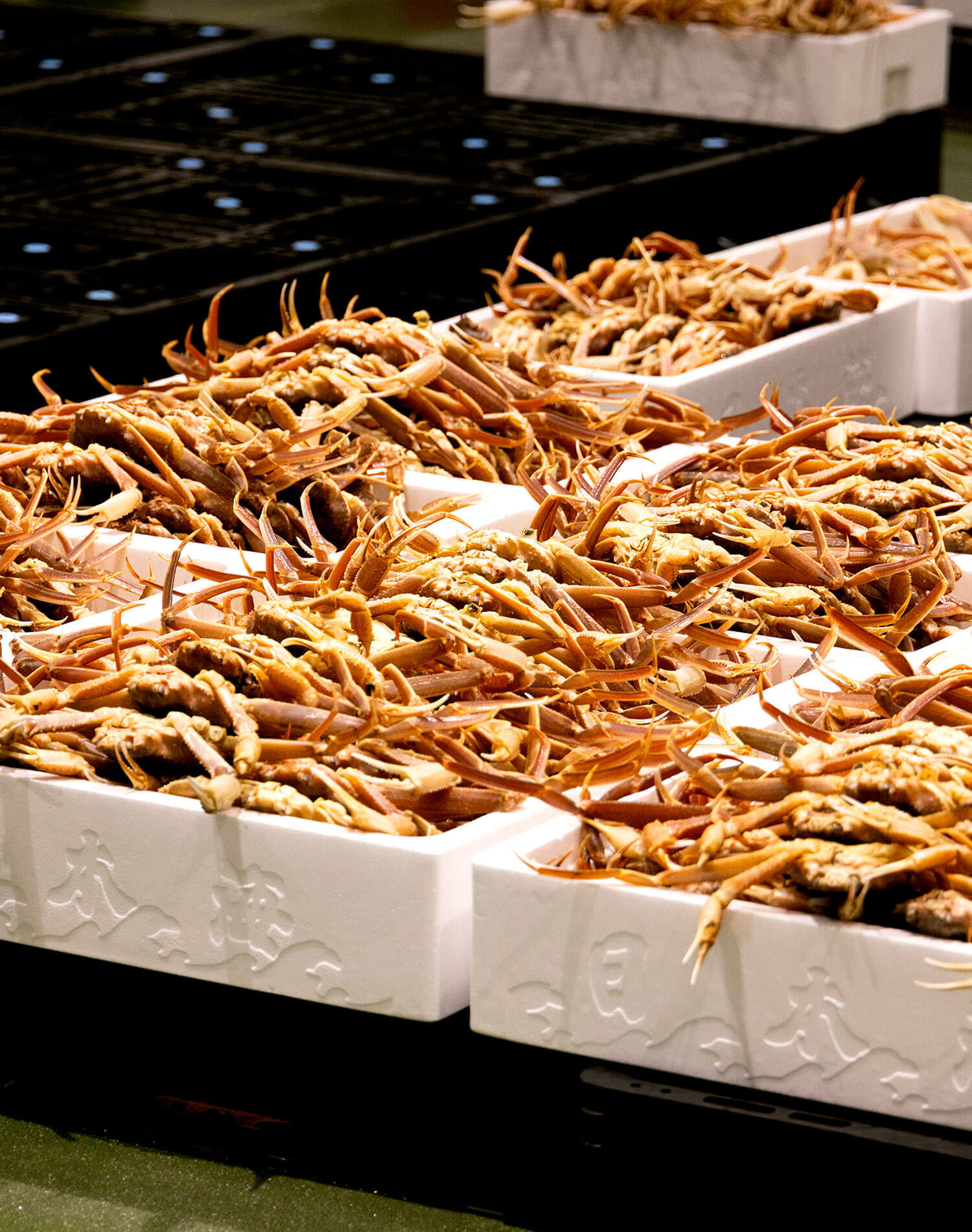 競りを終えたカニ